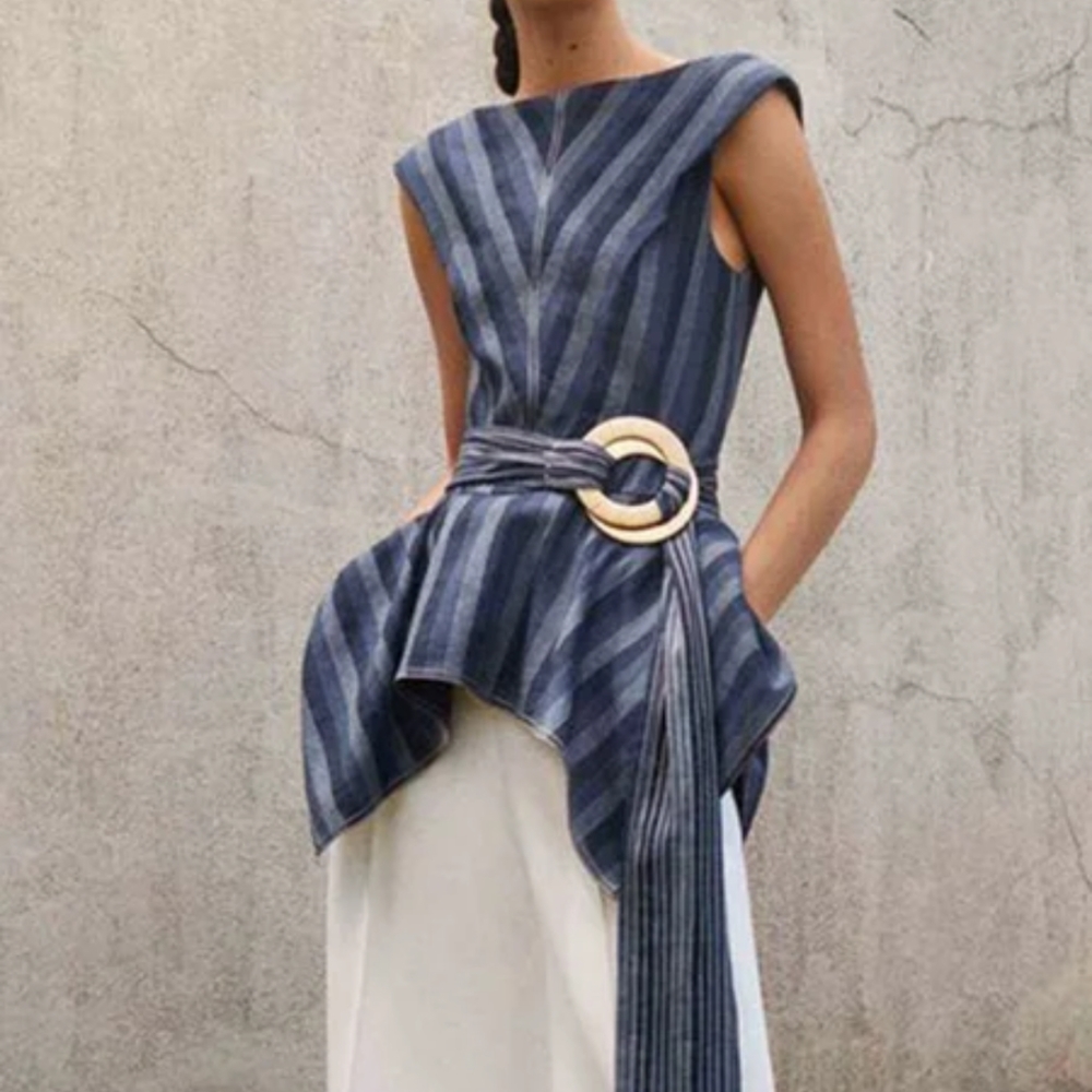 Belted Sleeveless Blouse